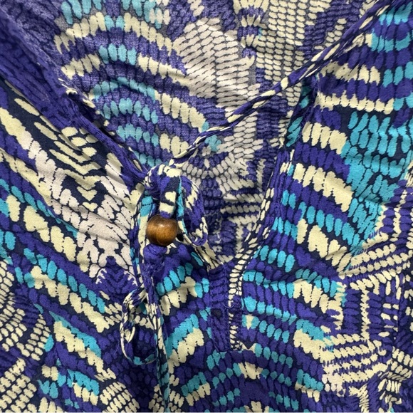 Como Woman‎ Blue Boho Print Peasant Blouse – Size 1X - Picture 2 of 7